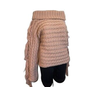 Vicolo Pink Lana Wool Blend Chunky Cable Knit Sweater Italy Small Measurements